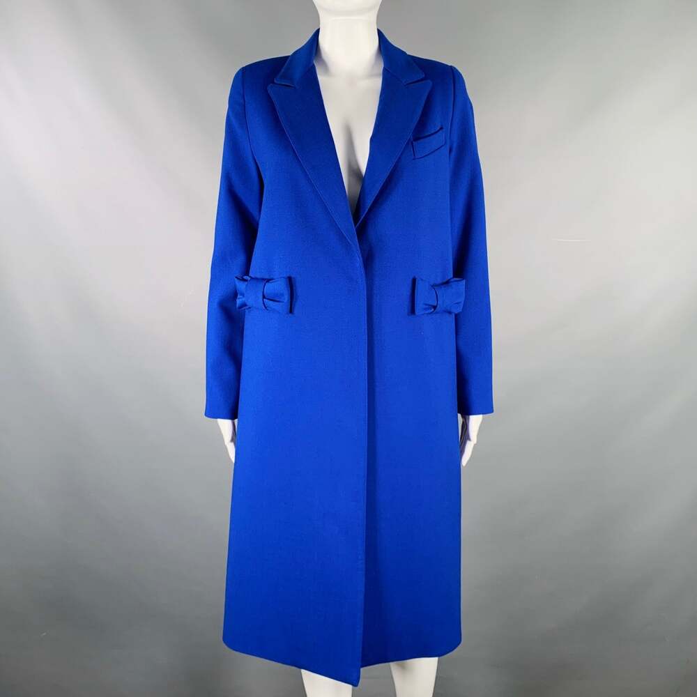 SMYTHE Size 4 Cobalt Blue Polyester Bows Single Snap Coat